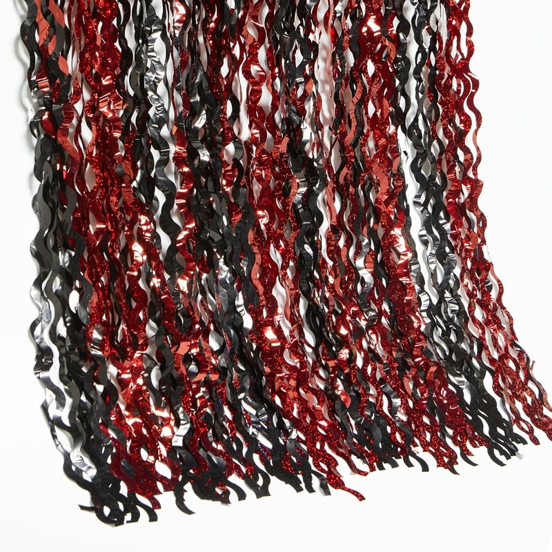KEEUH 4 Pack Sparkle Red and Black Fringe Curtain - 3.3x6.6 Feet Tinsel Streamer for Birthday Decorations | Halloween Decorations | Casino Theme Party Decorations | Red Carpet - Image 4